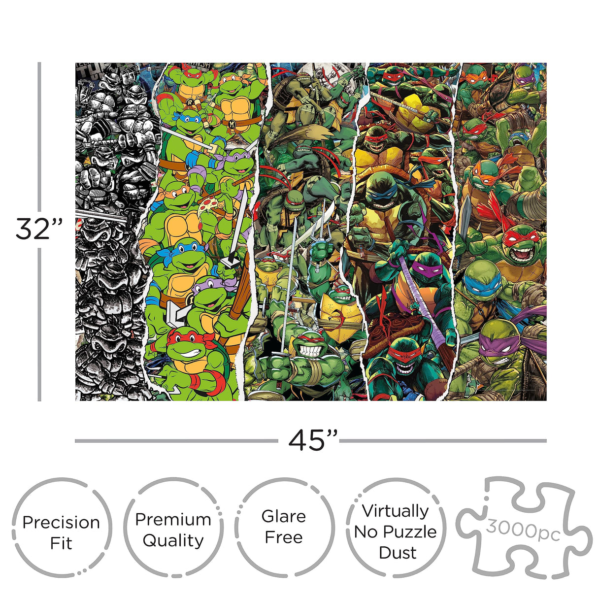 AQUARIUS TMNT Timeline 3000pc Puzzle (3000 Piece Jigsaw Puzzle) - Glare Free - Precision Fit - Officially Licensed Teenage Mutant Ninja Turtles Merchandise & Collectibles - 42x35 Inches AQUARIUS