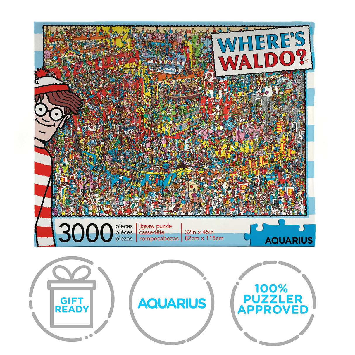 Aquarius Where's Waldo (3000 Piece Jigsaw Puzzle) - Officially Licensed Where's Waldo Merchandise & Collectibles - Glare Free - Precision Fit - 32 x 45 Inches AQUARIUS