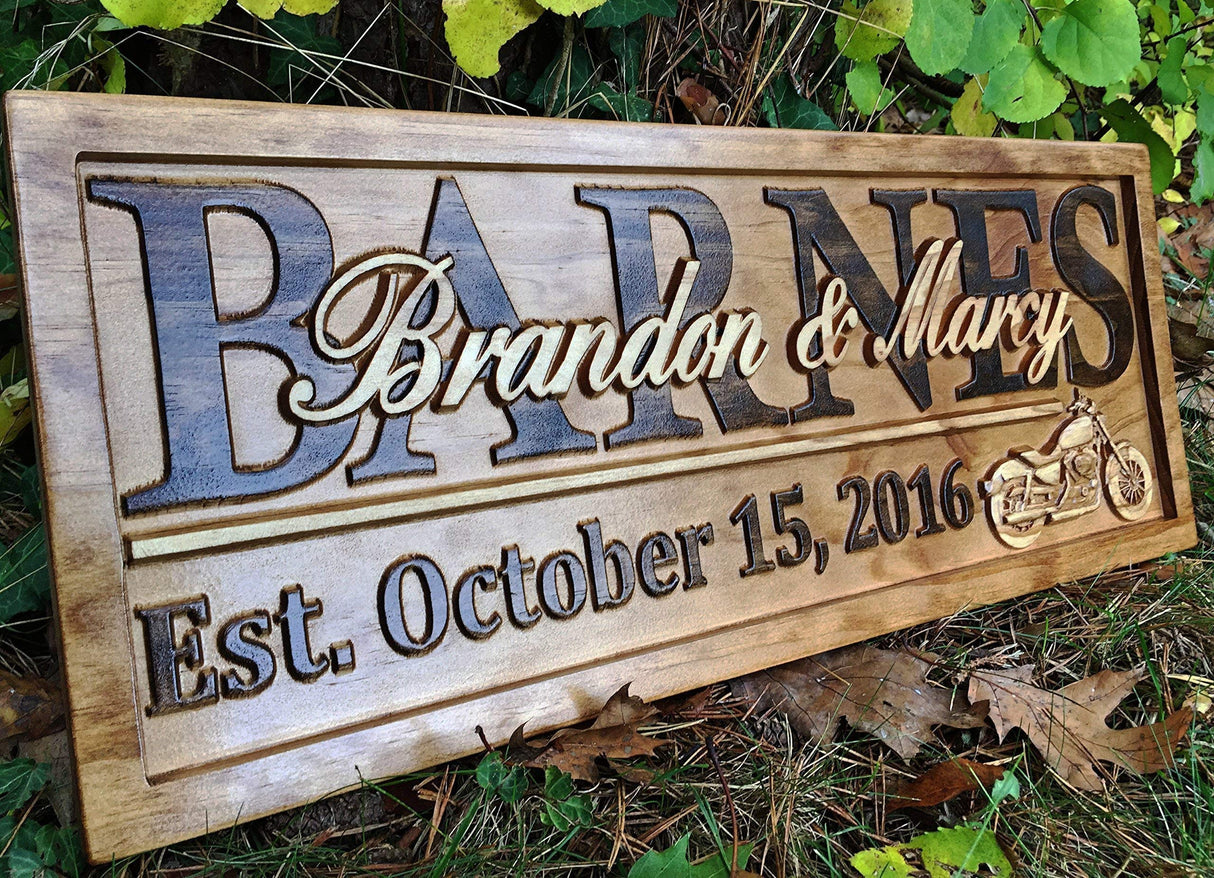 Personalized Motorcycle Gifts Motorcycle Wedding Sign Harley Davidson Sign Personalized Couples Gift Wood Family Name Custom Last Name Sign 3D Woodworker