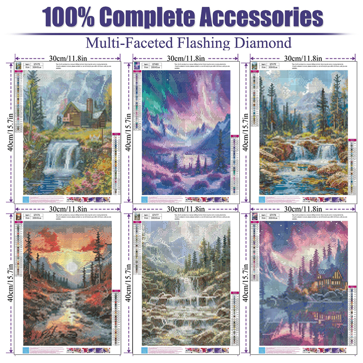 6 Pack Landscape Diamond Painting Kits for Adults Beginners, 5D Forest Sunset Glow Scenery Diamond Art Kits for Adults, DIY Full Drill Paint with Diamond Art and Craft Kits for Wall Decor(30x40cm) LWZAYS