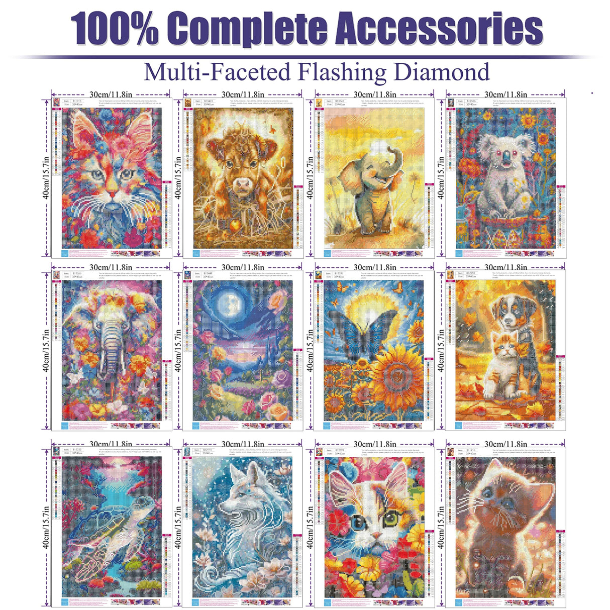 OXYSURE 12 Pack Diamond Painting Kits for Adults,Animal Cat Diamond Painting Set for Gift Home Wall Decor - 5D DIY Craft Kit with Diamonds OXYSURE