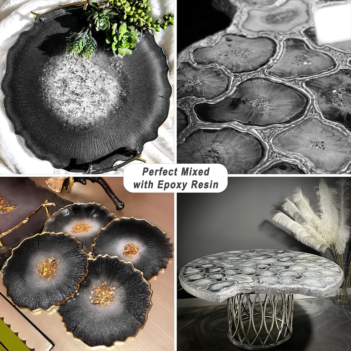 Silver Mica Powder Pigment (100g) -Cosmetic Grade Metallic Mica Powder for Epoxy Resin, Lip Gloss, Soap,Candle Making,Bath Bombs,Tumblers, Jewelry, Dyes, and DIY Crafting Projects(Silver Grey, 3.5oz) BIJIZME