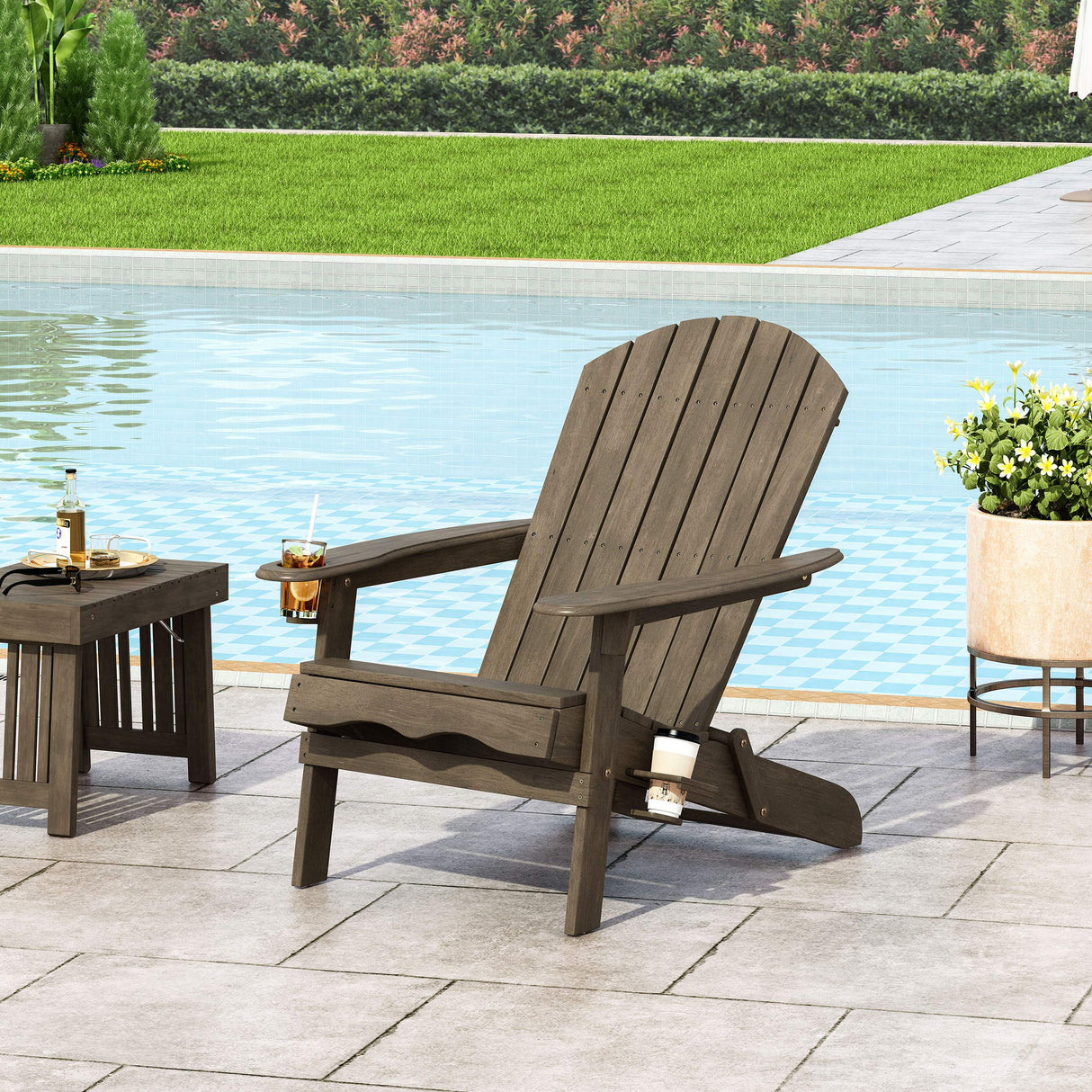 Christopher Knight Home Cheryl Outdoor Acacia Wood Folding Adirondack Chair, Gray Christopher Knight Home