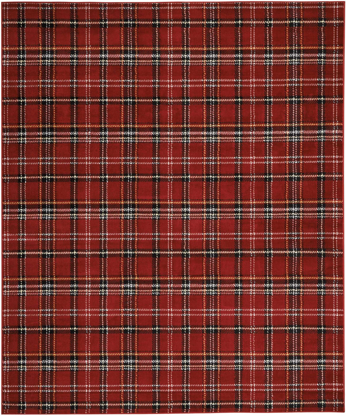 Nourison Home Grafix Red 7'10'' x 9'10'' Area-Rug, Modern, Plaid, Bed Room, Living Room, Dining Room, Kitchen, Easy-Cleaning, Non Shedding, (8' x 10') Nourison