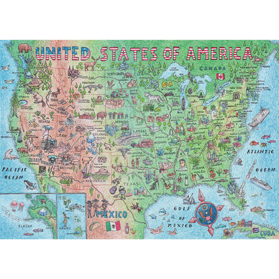 A2PLAY USA Map Puzzle 1000 Piece for Adults, United States of America, Patriotic Jigsaw Puzzle & Bonus Fact Poster, Premium Materials, 27.5 x 19.7 in