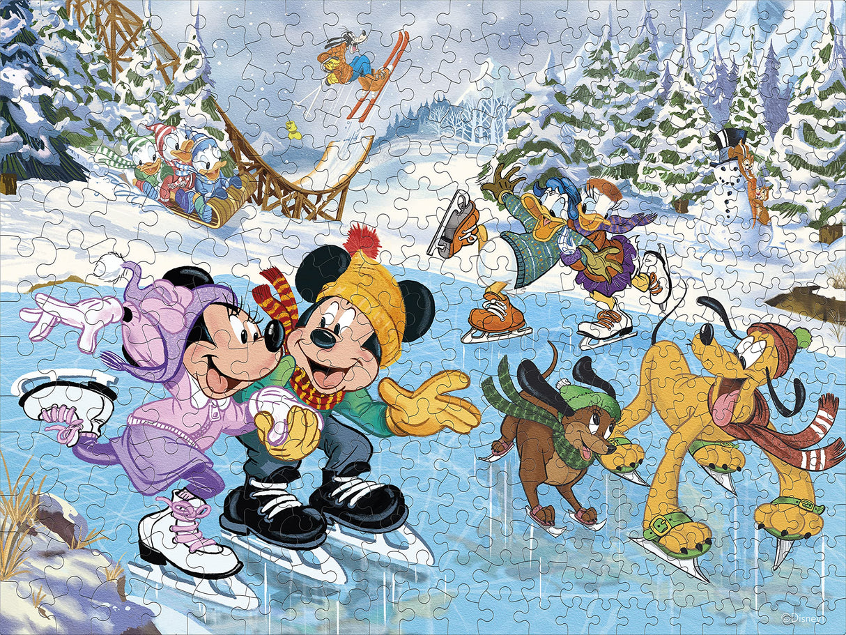Ceaco - Disney Holiday - Together Time - Mickey & Minnie Skating - 400 Piece Jigsaw Puzzle Ceaco
