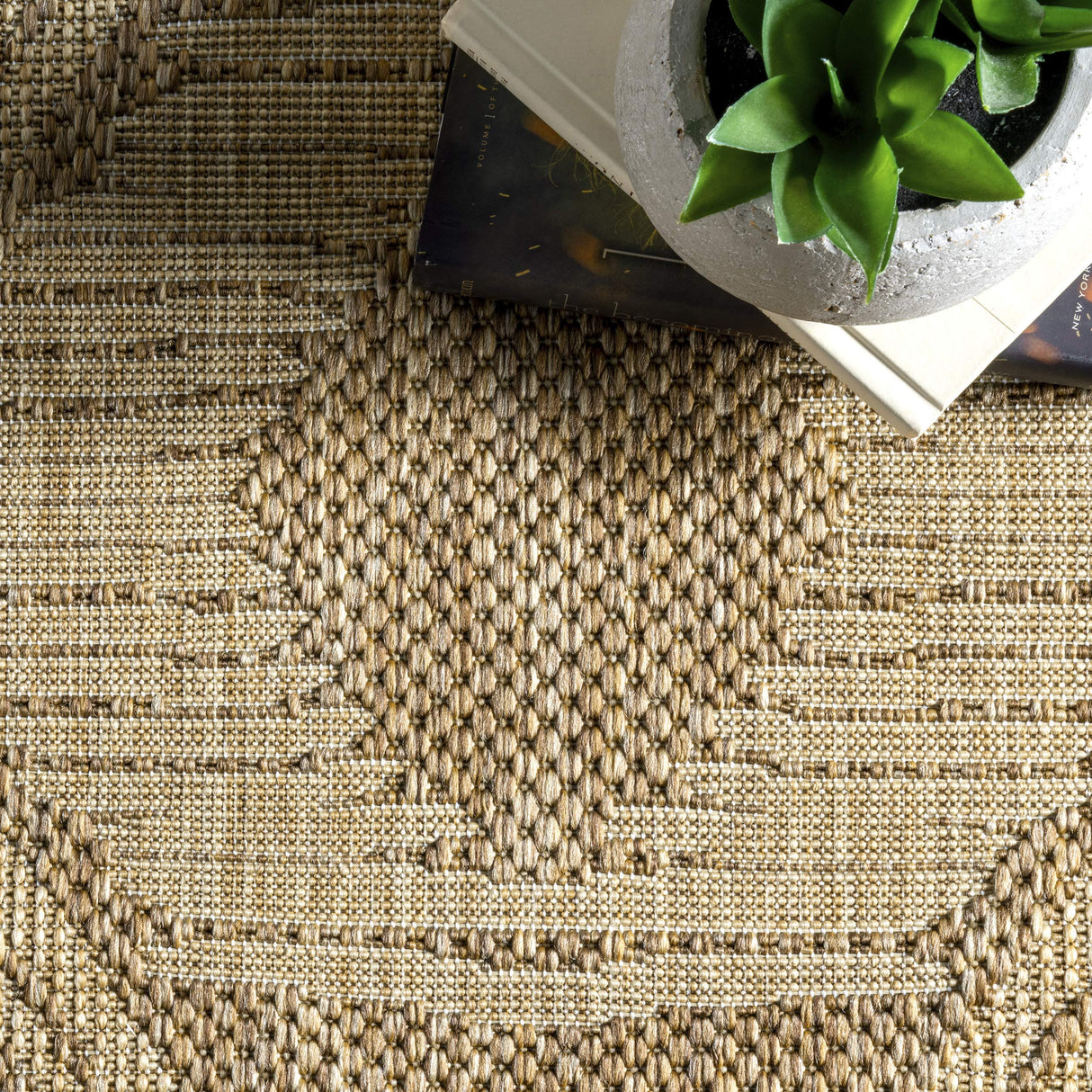 nuLOOM 4x6 Outdoor/Indoor Ranya Tribal Area Rug, Light Brown, Geometric Design, Stain Resistant, Highly Durable, For Patio, Balcony, Bedroom, Dining Room, Living Room, Bathroom nuLOOM