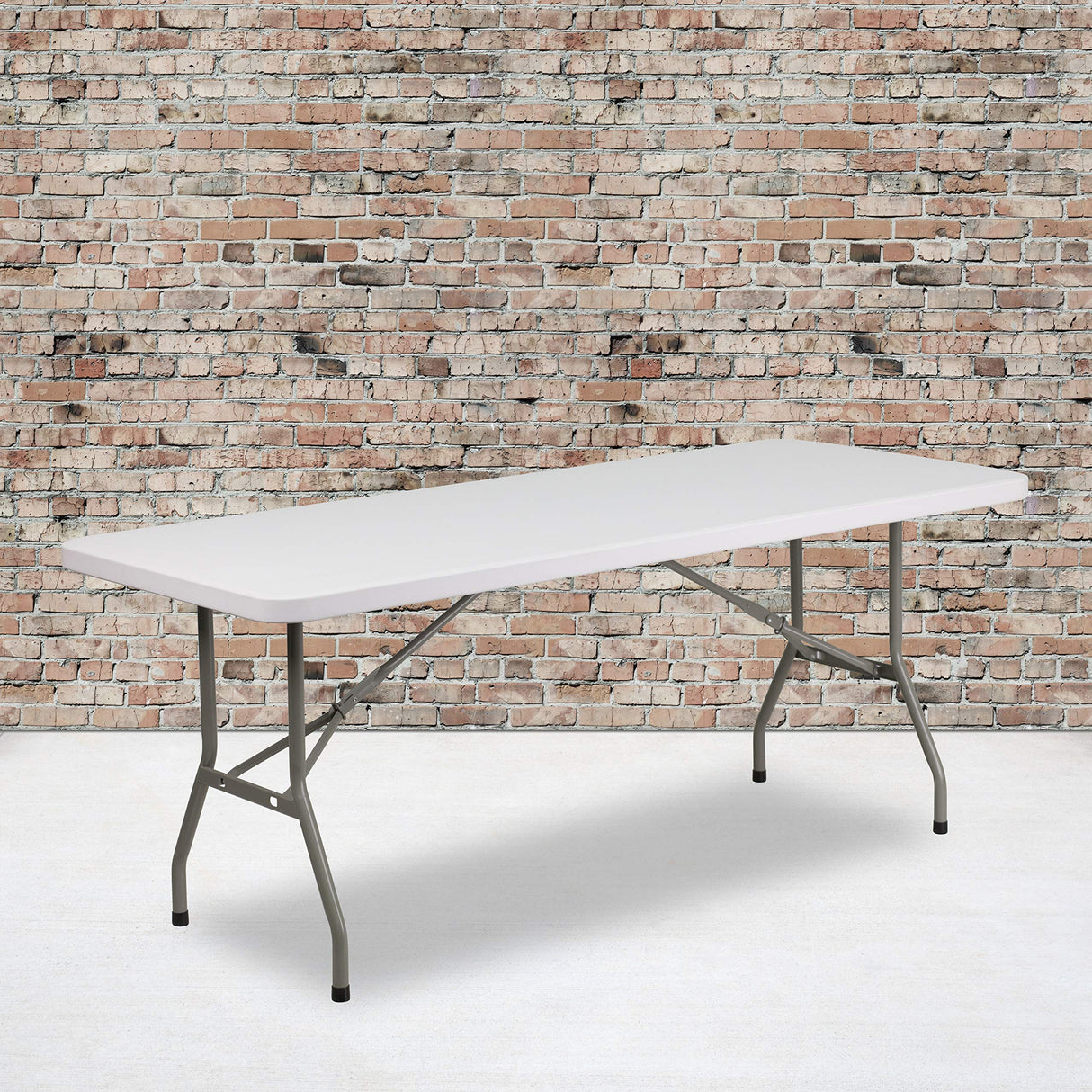 Flash Furniture Elon 6' Rectangular All-Occasion Plastic Folding Event Table, Foldable Portable Banquet Table for Indoor/Outdoor Events, White Flash Furniture