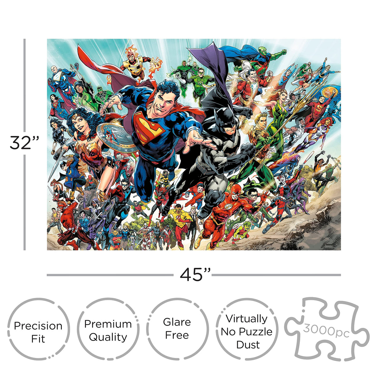 Aquarius DC Comics Puzzle Cast (3000 Piece Jigsaw Puzzle) - Officially Licensed DC Comics Merchandise & Collectibles - Glare Free - Precision Fit - 32 x 45 Inches AQUARIUS