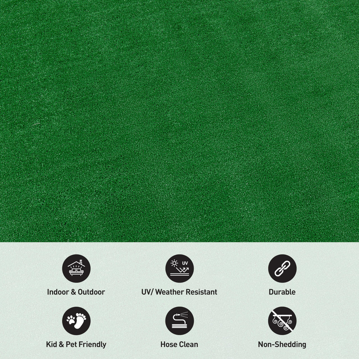 Rugshop Artificial Turf Solid Grass for Backyard, Garden, Patio, Balcony, Garage, Deck Indoor Outdoor Area Rug 5' x 7' Green Rugshop