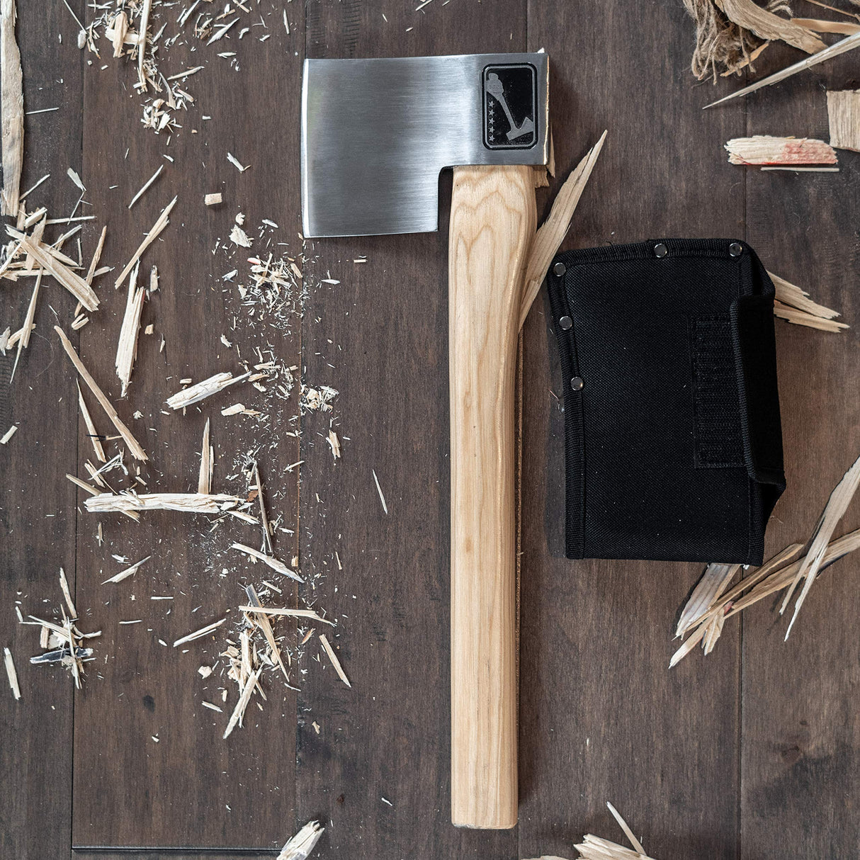 The Butcher: World Axe Throwing League Premium Competition Throwing Axe with Throwing Hatchet Nylon Sheath and Hickory Wooden Handle (Patented Design) WATL