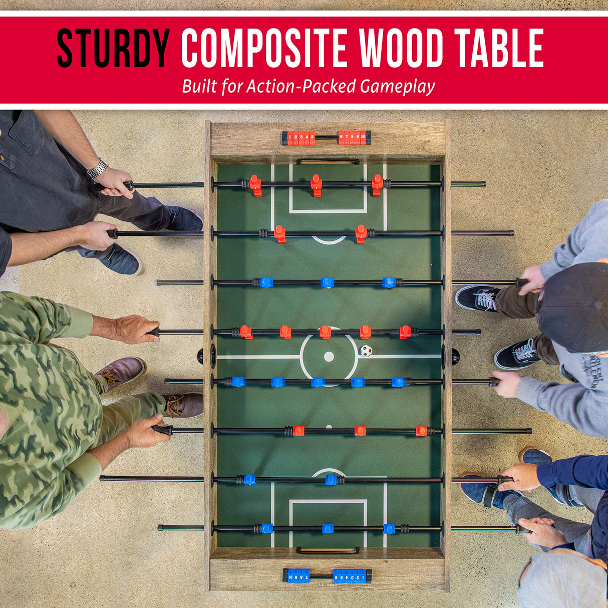 GoSports 54 Inch Full Size Foosball Table - Includes 4 Balls and 2 Cup Holders – Black, Oak, or White GoSports