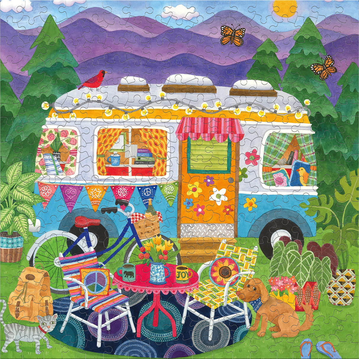 Ceaco - Happy Camper - Mountain Camper - Oversized 300 Piece Jigsaw Puzzle, 19 x 19 Ceaco