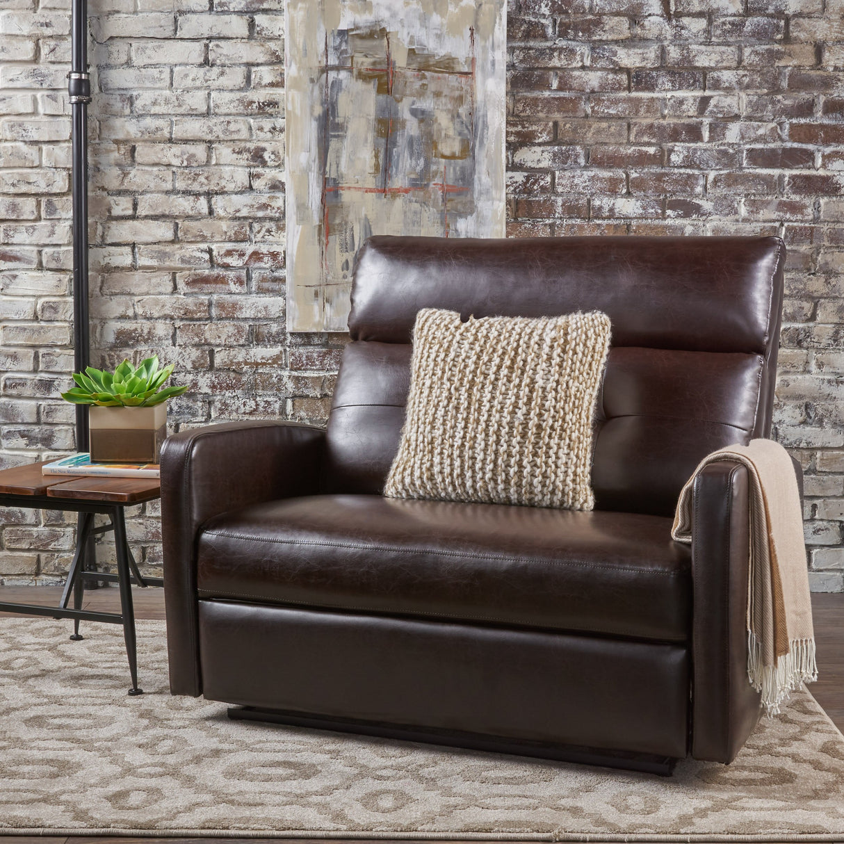 Christopher Knight Home Halima Leather 2-Seater Recliner, Brown, 37. 01 x 46. 46 x 39. 96 inches Christopher Knight Home