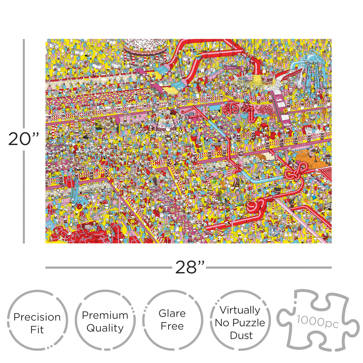 AQUARIUS Where’s Waldo? Cake Factory 1000pc Puzzle (1000 Piece Jigsaw Puzzle) - Glare Free - Precision Fit - Officially Licensed Where's Waldo Merchandise & Collectibles -22x28 Inches AQUARIUS