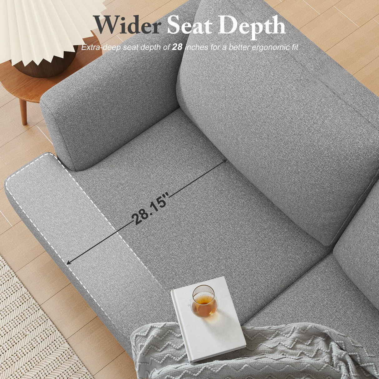 Busaurus Loveseat - Mid Century 56" Upholstered 2-Seater Couch for Living Room, Bedroom, Apartment - Grey Busaurus