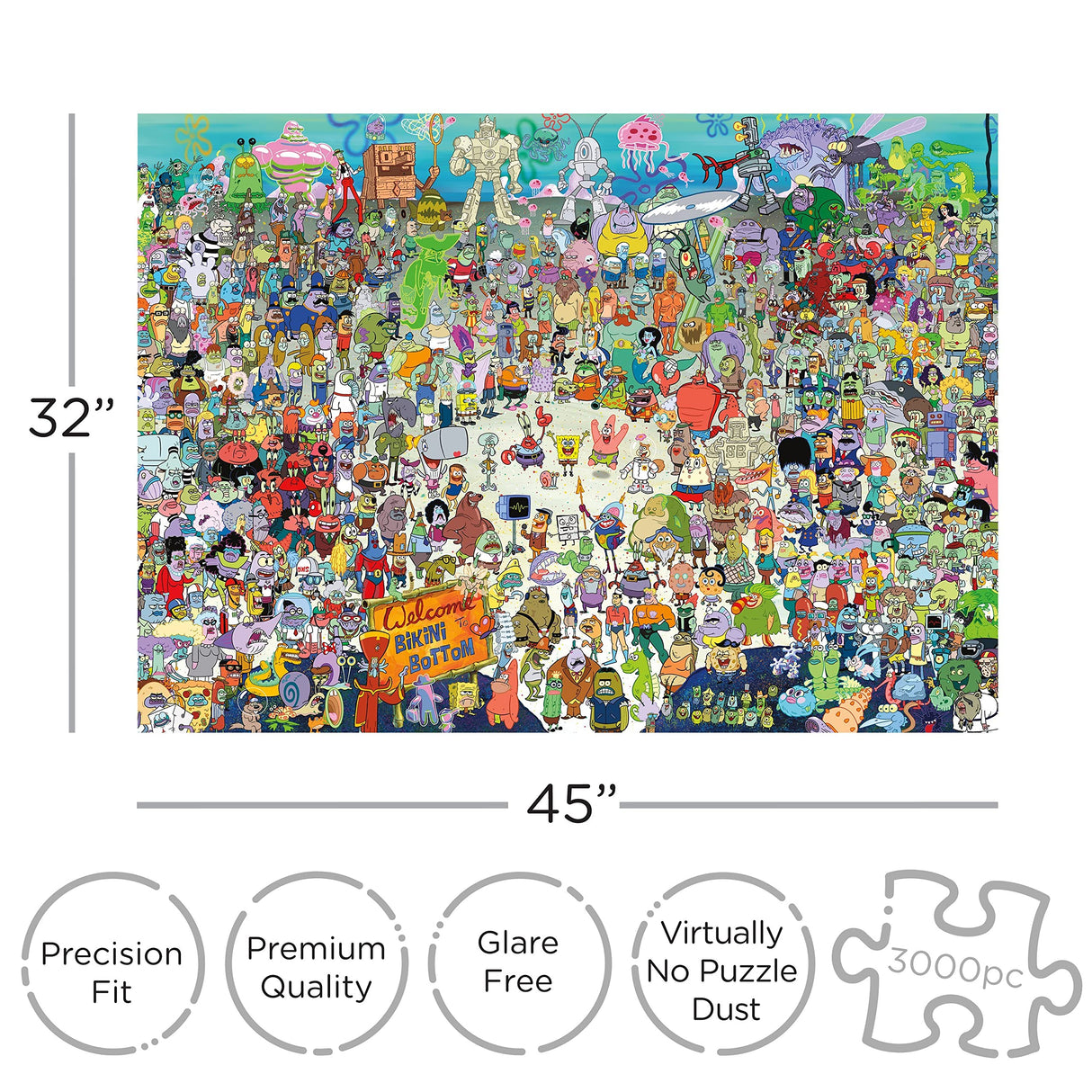 Aquarius Spongebob Squarepants Puzzle (3000 Piece Jigsaw Puzzle) - Officially Licensed Spongebob Merchandise & Collectibles - Glare Free - Precision Fit - 32 x 45 Inches AQUARIUS