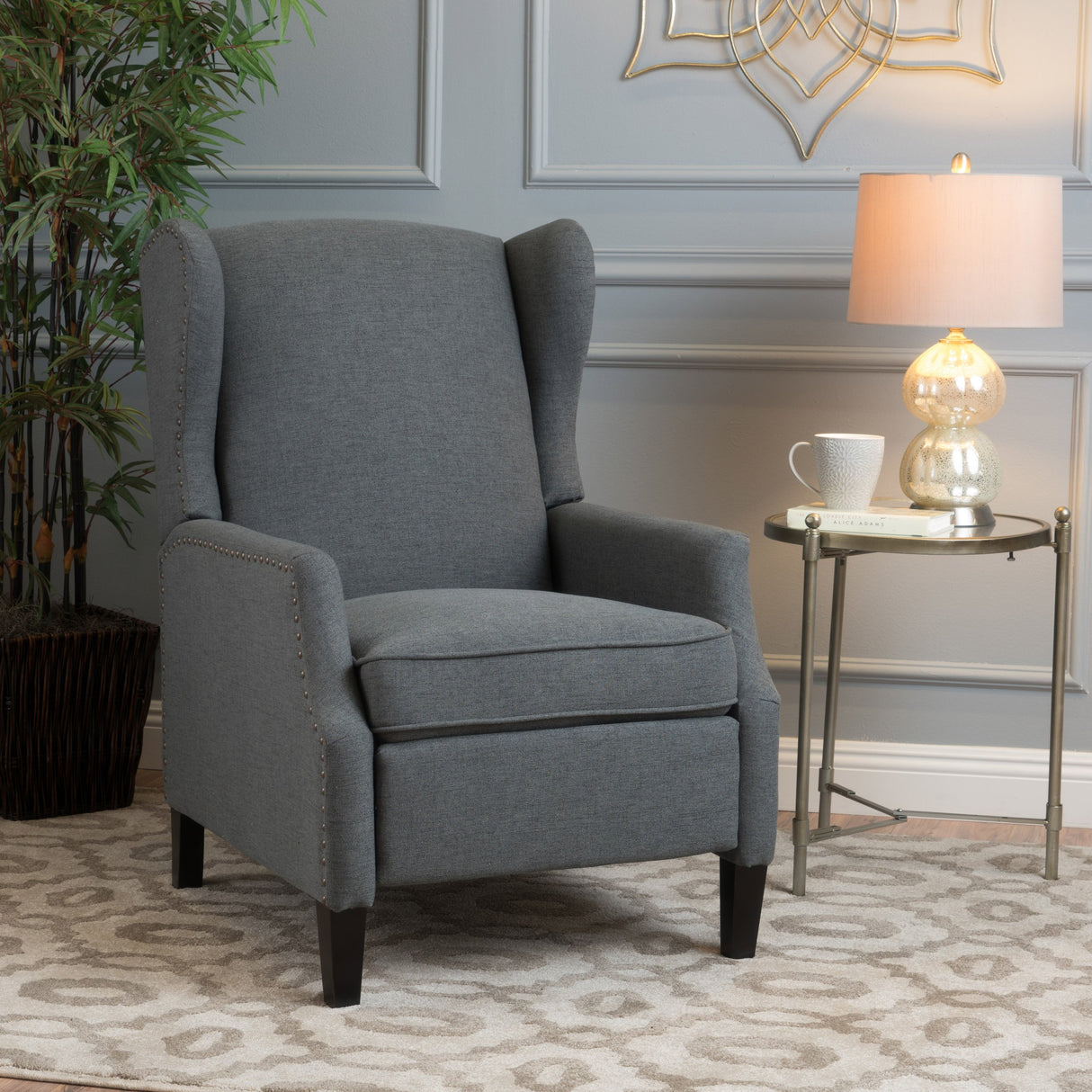 Christopher Knight Home Wescott Traditional Fabric Recliner, Charcoal GDFStudio