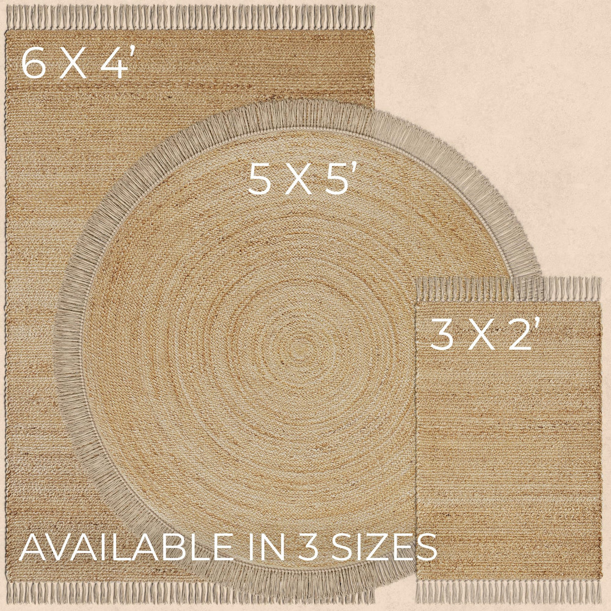 KIBAGA Beautiful 5x5 ft Round Jute Area Rug for Your Home - This Natural Hand Woven Rug Fits Perfectly Into Your Entry Area, Kitchen Or Living Room - Modern Braided Circle Mat Enhances Any Boho Decor KIBAGA