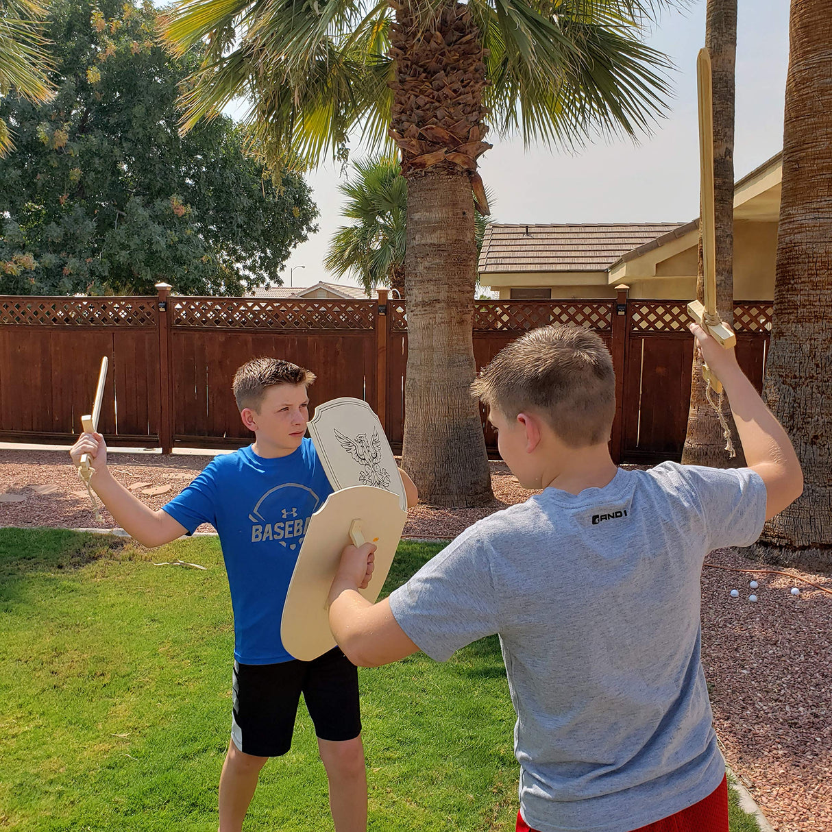 Adventure Awaits! Wooden Toy Sword for Kids | 2 Pack | Knights of The Round Table Style with Jute Wrapped Handle | Lightweight and Durable for Imaginative Kids | Set of 2 Adventure Awaits!