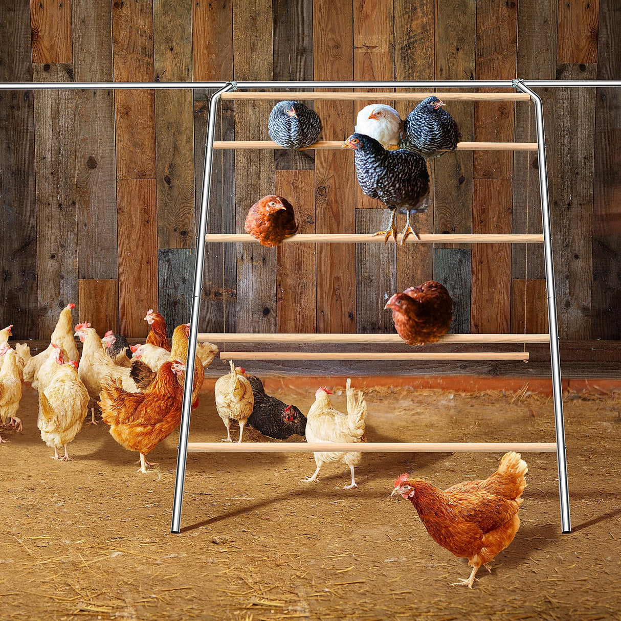 Large chicken perch for coop with swing,chicken toys for coop,chicken roosting bars for chickens in coop, Backyard Poultry toys,Easy to install and clean,Sturdy Coop Rack Bars,chicken coop accessories ANNDING