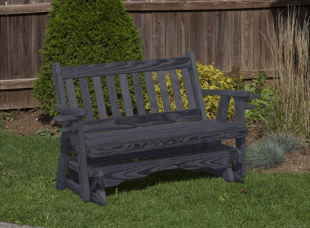 ECOMMERSIFY INC Amish Heavy Duty 800 Lb Mission Pressure Treated Porch Patio Garden Lawn Outdoor Glider with Cup Holders-4 Feet-Black-Made in USA ECOMMERSIFY INC