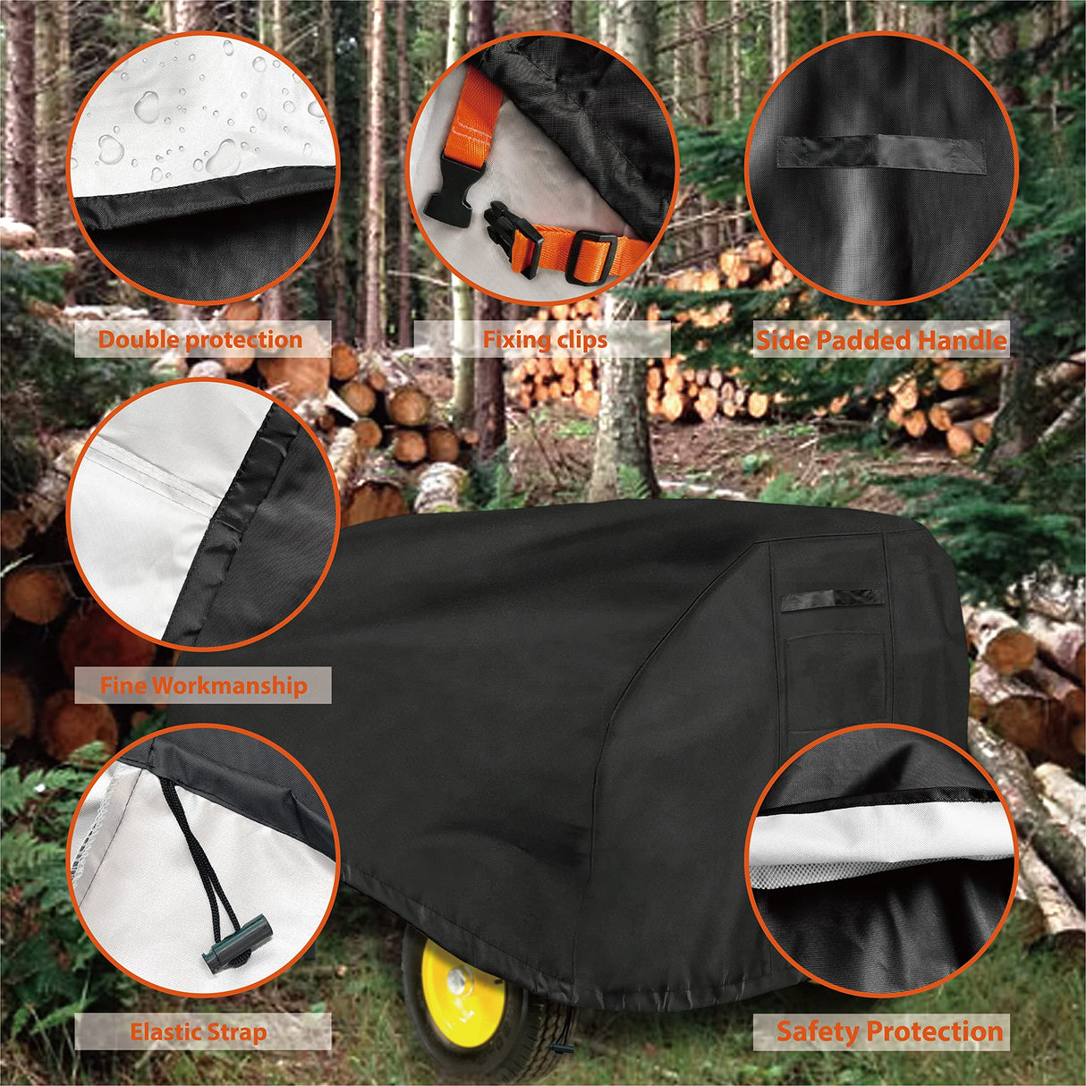 Aaaspark Heavy Duty Log Splitter Cover, Waterproof Oxford Cloth, for 15-45 Ton Gas or Electric Log Splitters, 83" x 45" x 39", Weather Resistant Storage Cover, Easy to Clean, Black Aaaspark