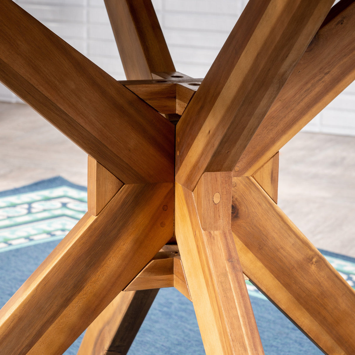 Christopher Knight Home Jordan Outdoor 5 Piece Acacia Wood Dining Set, Teak Finish/Blue Christopher Knight Home