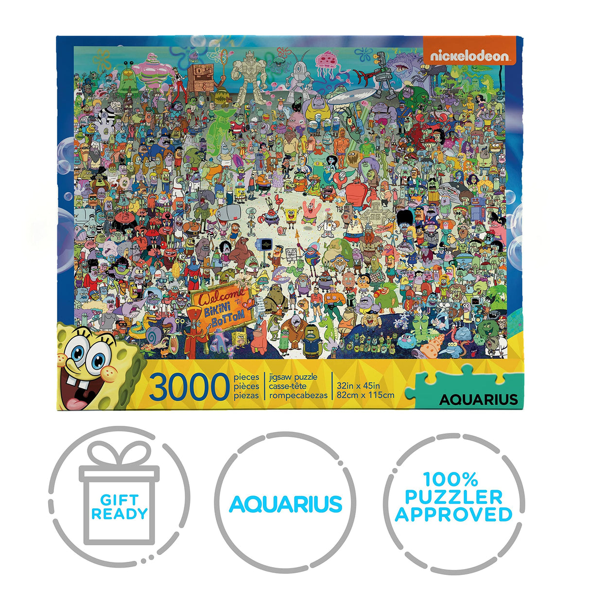 Aquarius Spongebob Squarepants Puzzle (3000 Piece Jigsaw Puzzle) - Officially Licensed Spongebob Merchandise & Collectibles - Glare Free - Precision Fit - 32 x 45 Inches AQUARIUS