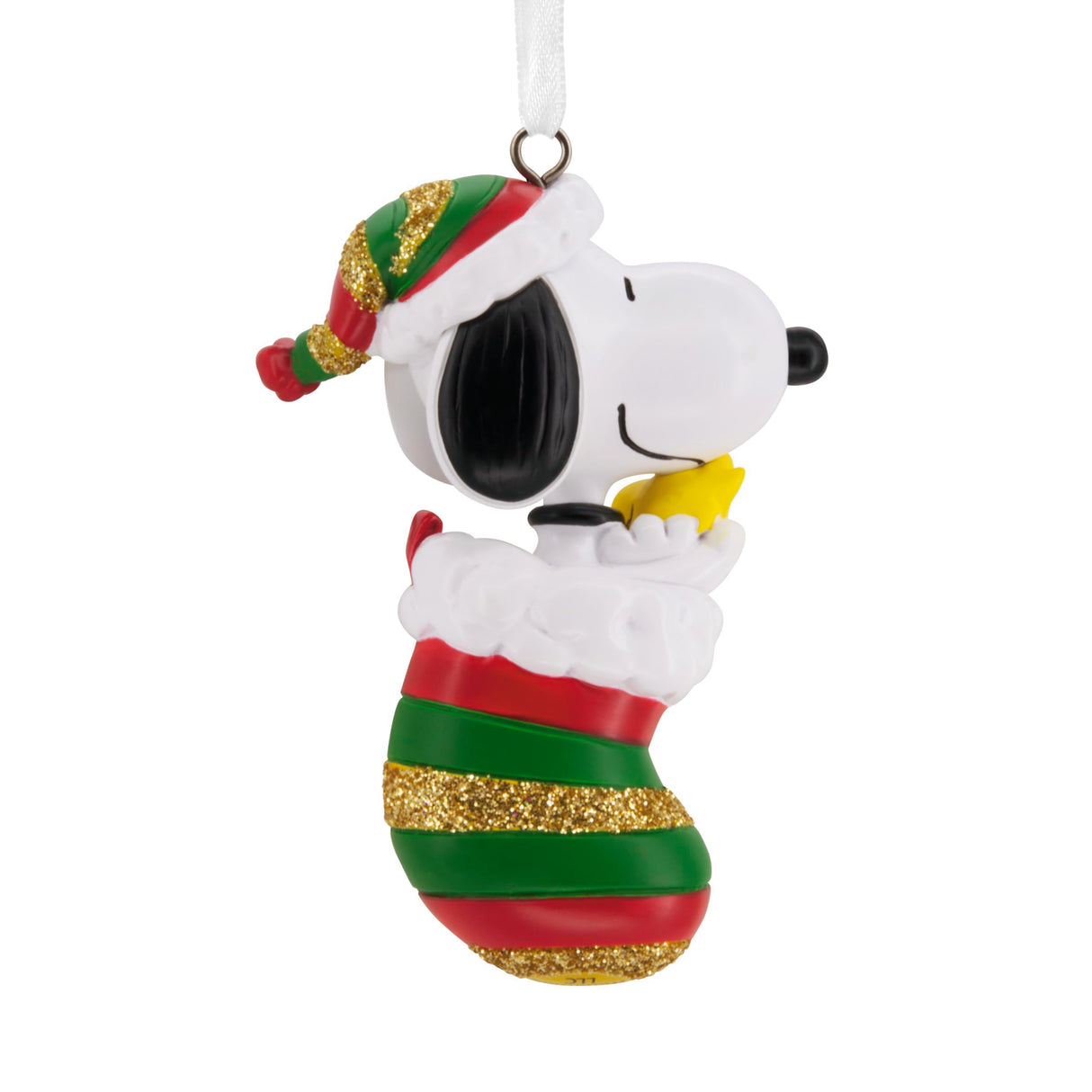 Hallmark Peanuts Snoopy and Woodstock in Stocking Christmas Ornament, Gifts for Peanuts Fans Hallmark