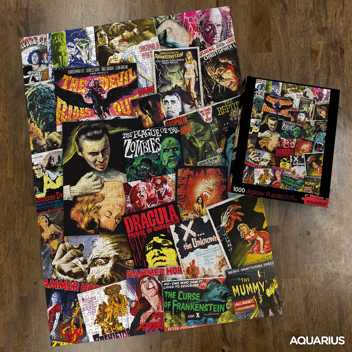 AQUARIUS Hammer Classic Horror Movies Collage (1000 Piece Jigsaw Puzzle) - Glare Free - Precision Fit - Virtually No Puzzle Dust - Officially Licensed Hammer Merchandise & Collectibles - 20x28 Inches AQUARIUS
