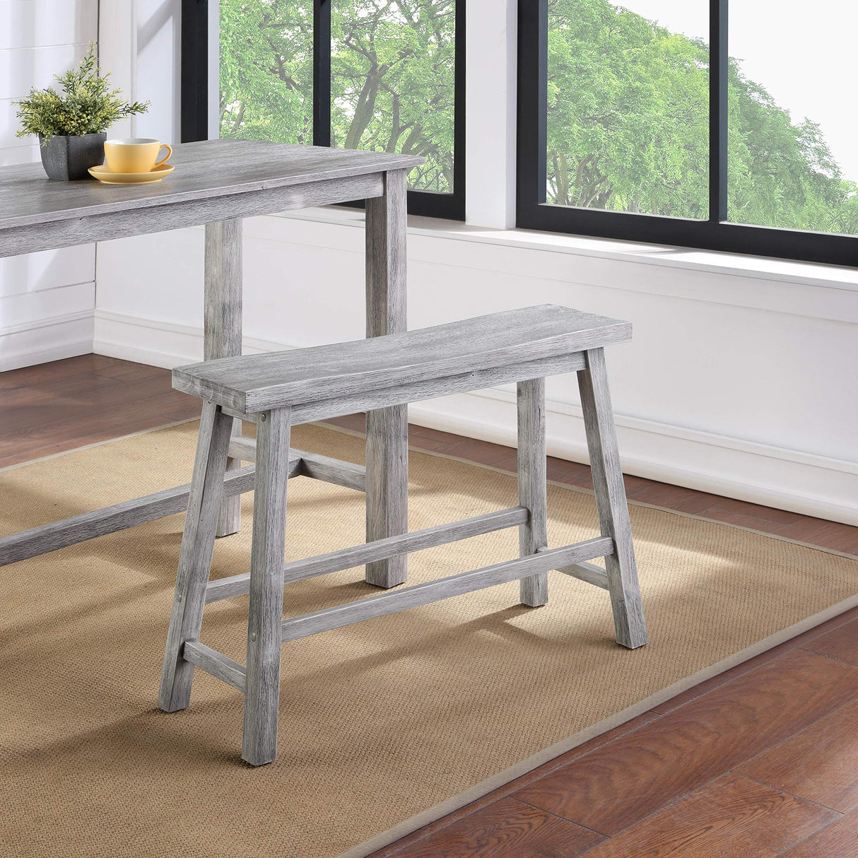 Boraam Sonoma Counter Height Backless Bench - Storm Gray Wire-Brush Boraam