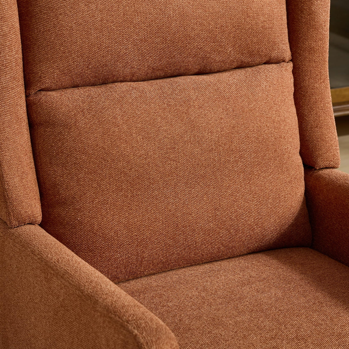 Setawix Fabric Accent Arm Chair,Solid Wood Upholstered Wingback Armchair,Armed Side Chair with Highback,Mid Century Modern Single Sofa Chair for Living Room,Bedroom,Office (Dark Orange, 1PC) Setawix