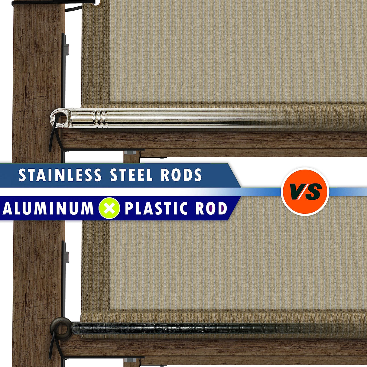 Royal Shade 8' W x 16' L Grey Pergola Sun Shade Canopy Replacement Cover, Commercial Grade 260 GSM Cloth for Outdoor Patio, includes Stainless Steel Weighted Rods (We Make Custom Size) Royal Shade