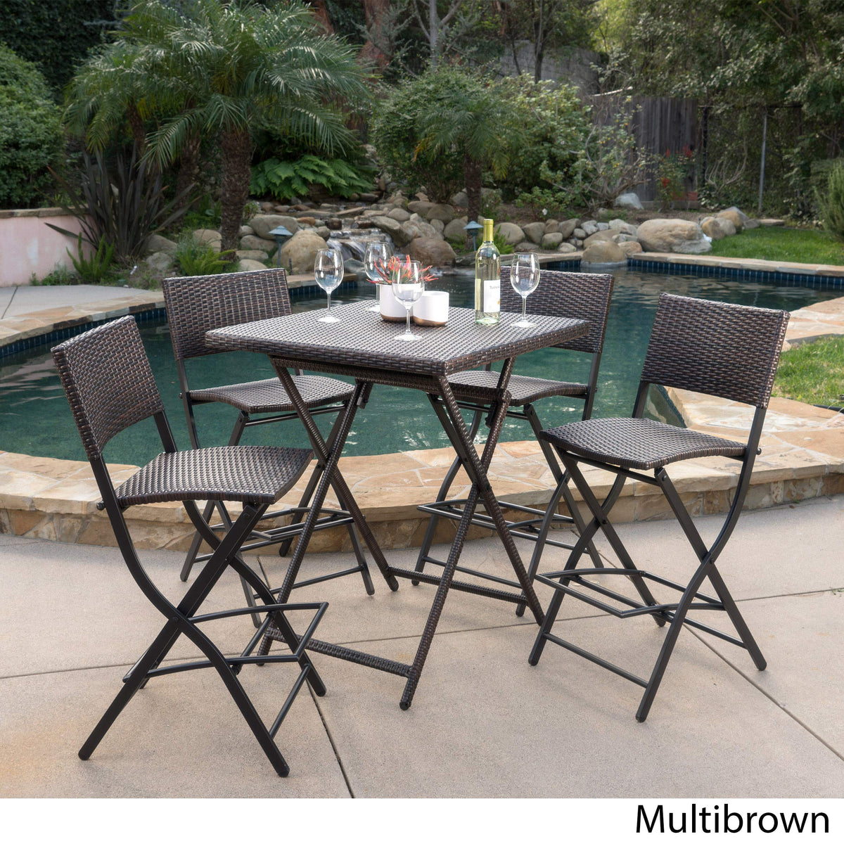 Christopher Knight Home Margarita Outdoor Wicker Bar Set, 5-Pcs Set, Multibrown Christopher Knight Home