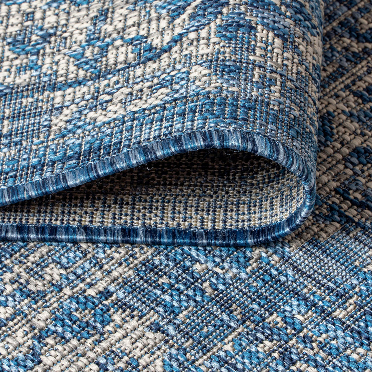 JONATHAN Y Weave Floral Indoor Outdoor Area Rug 8X10 Navy/Gray, Tela Bohemian Textured for Backyard, Patio, Porch, Easy-Cleaning, High Traffic, Pet-Friendly, Non-Shedding (SMB100B-8) JONATHAN Y