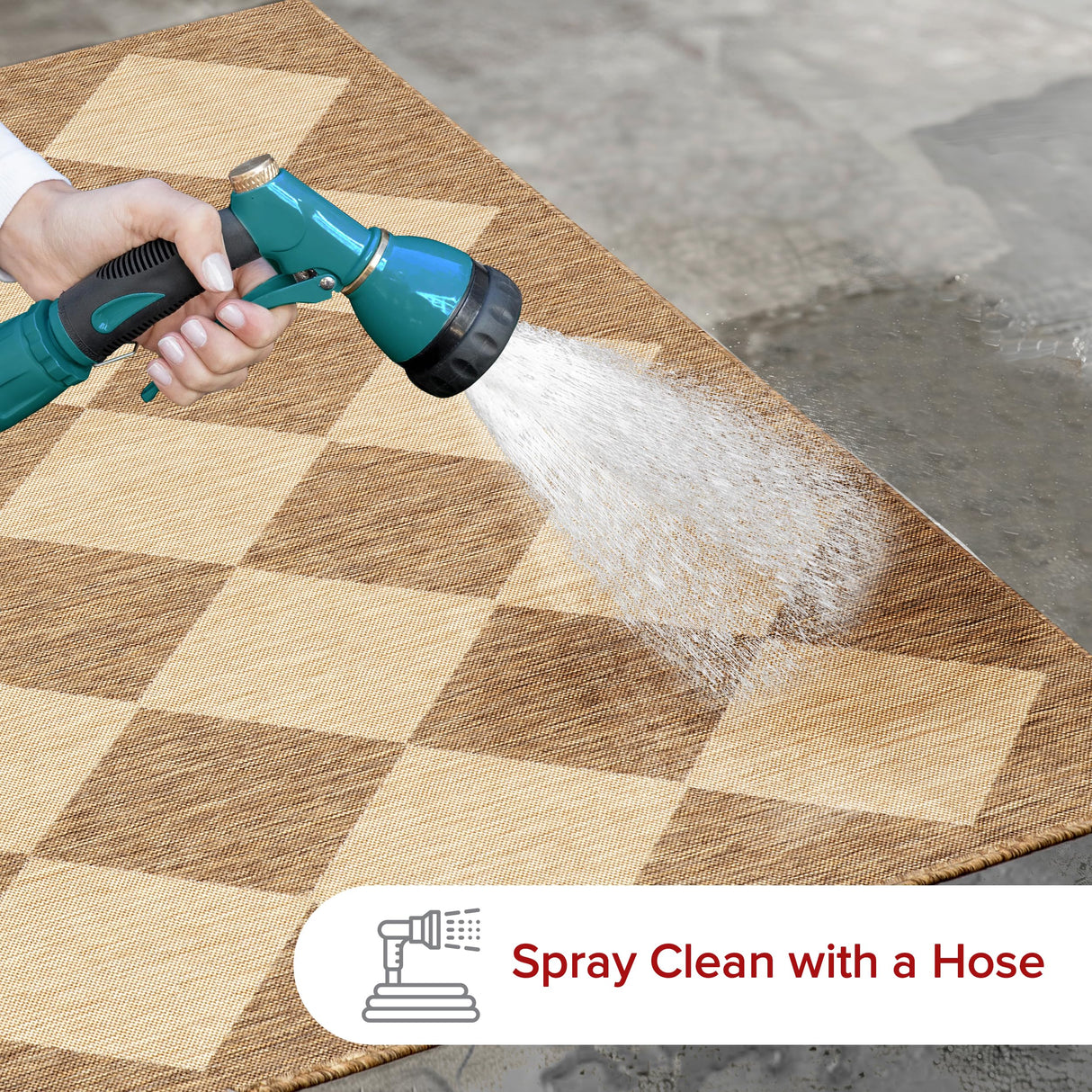 nuLOOM 8' x 10' Outdoor Performance Area Rug, Stain Resistant, Weather Resistant, High Traffic, Patio, Balcony, Outside, Sabina Brown nuLOOM