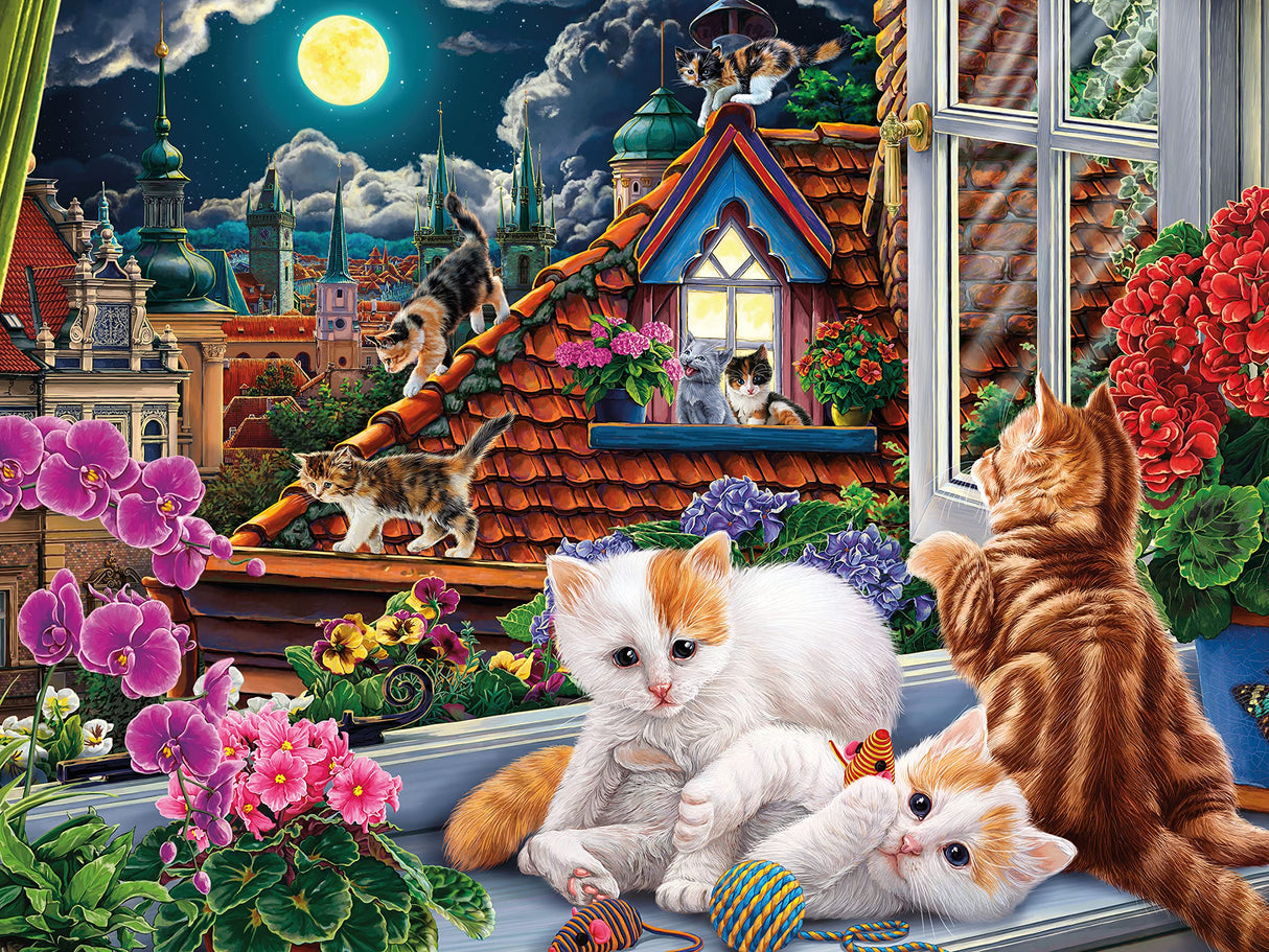 Ceaco - Harmony - Image World - Kittens in The Moonlight - 500 Piece Jigsaw Puzzle Ceaco