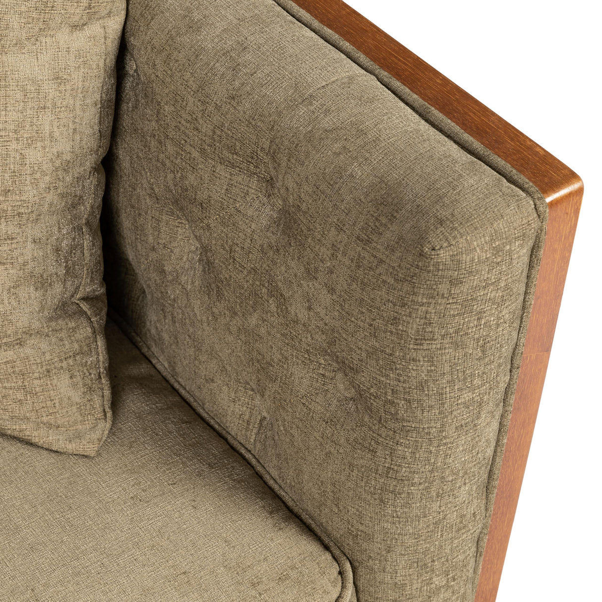 Christopher Knight Home Mid Century Modern Fabric Tufted Loveseat with Accent Pillows, 2-Seater Sofa with Removable Cushions, Comfy Sofa for Reading Book, Rubberwood Leg, Dark Beige and Dark Walnut Christopher Knight Home