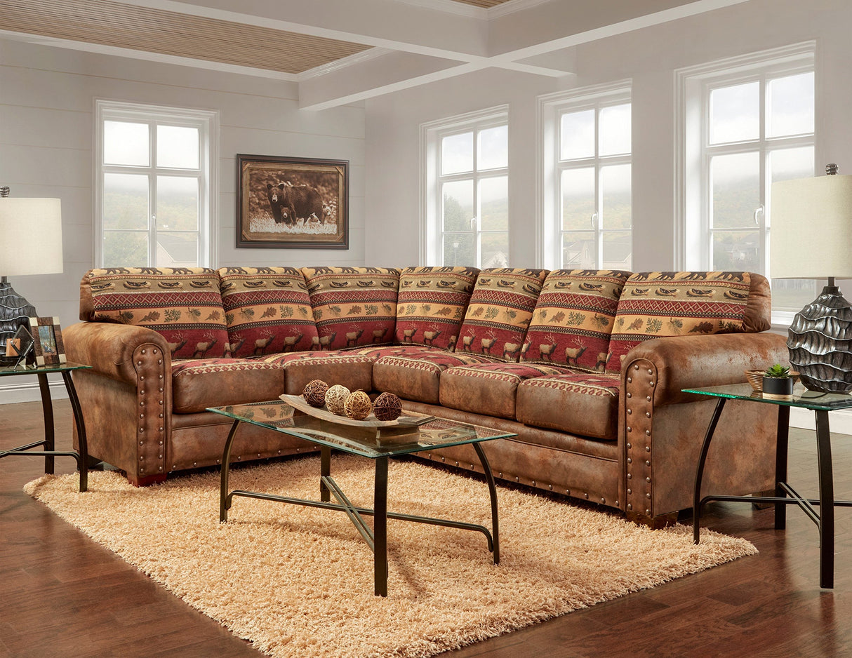 American Furniture Classics Model Two Piece Sofa sectional brown pinto American Furniture Classics