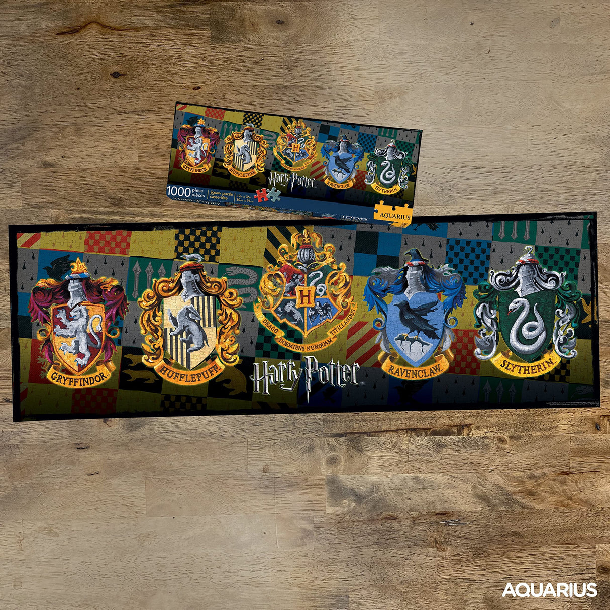 AQUARIUS Harry Potter Puzzle House Crests (1000 Piece Jigsaw Puzzle) - Officially Licensed Harry Potter Merchandise & Collectibles - Glare Free - Precision Fit - 13x36in AQUARIUS