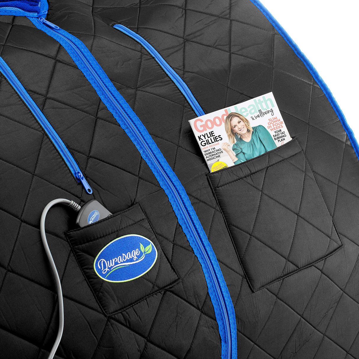 Durasage Personal Ultra Low Emf Portable Infrared Sauna Spa for Relaxation at Home, 30 Minute Timer, with Handheld Remote Control, Heated Footpad and Chair (Black) Durasage