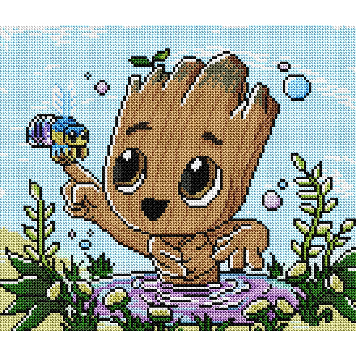 DIAMOND ART CLUB Bathtime and Bee Marvel Diamond Painting Kit, Fun DIY Crafts for Adults and All Ages, Round Diamond Art Canvas for Beginners, 15" x 13" (38.1 x 32.8 cm) DIAMOND ART CLUB