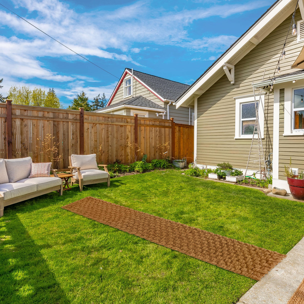 BARIEN 17” x 6 Ft Garden Pathway, 100% Natural Coco Coir Roll Mats – Hand-Woven Coir for Garden Walkway - Snow Mats for Walkway (17" x 6Ftr) BARIEN