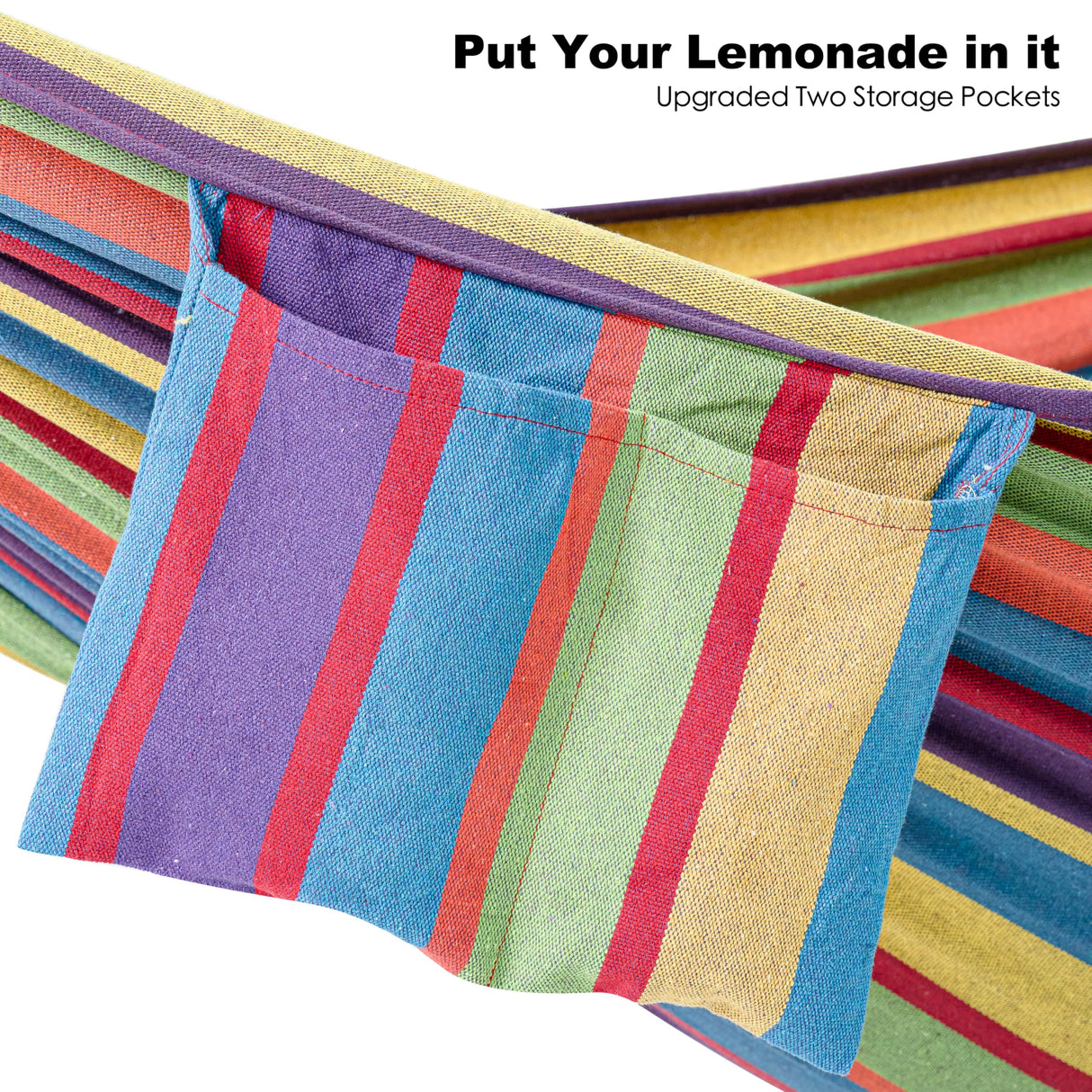 gafete Double Hammock with Stand for Outside, Upgraded Spreader Bar, Heavy Duty Space Saving Steel Stand 2 Person, Side Pockets, Easy Assembly, 600lbs Weight Capacity, Indoor & Outdoor (Classic Red) gafete