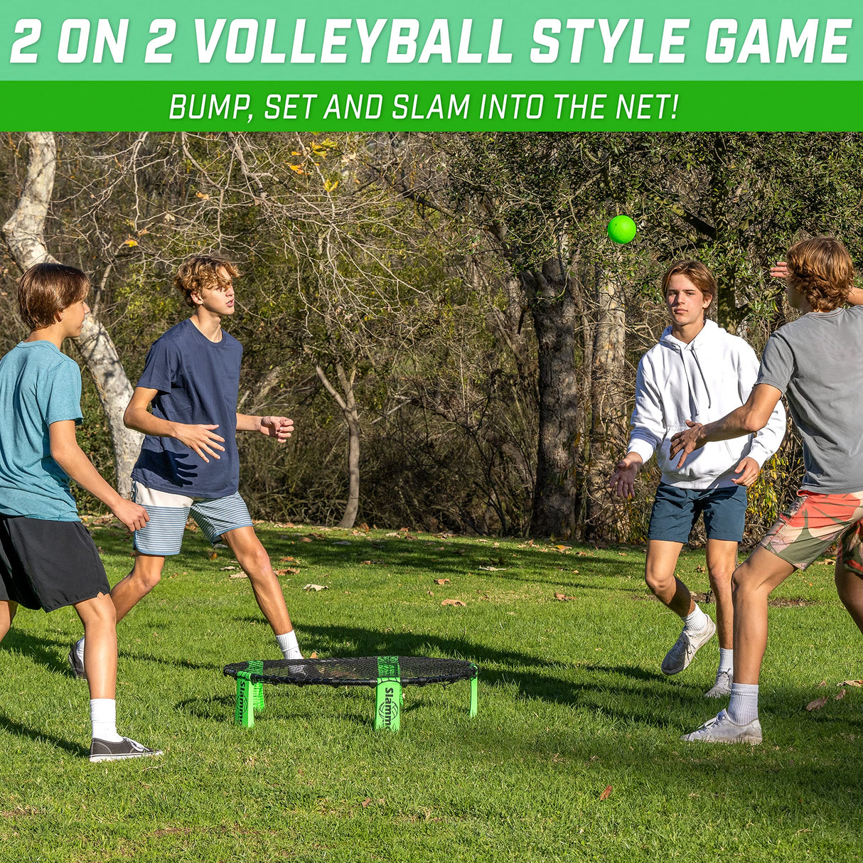 GoSports Slammo Game Set (Includes 3 Balls, Carrying Case and Rules) - Outdoor Lawn, Beach & Tailgating Roundnet Game for Kids, Teens & Adults GoSports