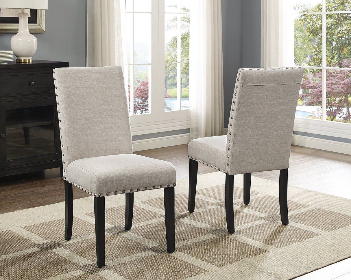 Roundhill Furniture Biony Tan Fabric Dining Chairs with Nailhead Trim, Set of 2, Brown, Tan Roundhill Furniture