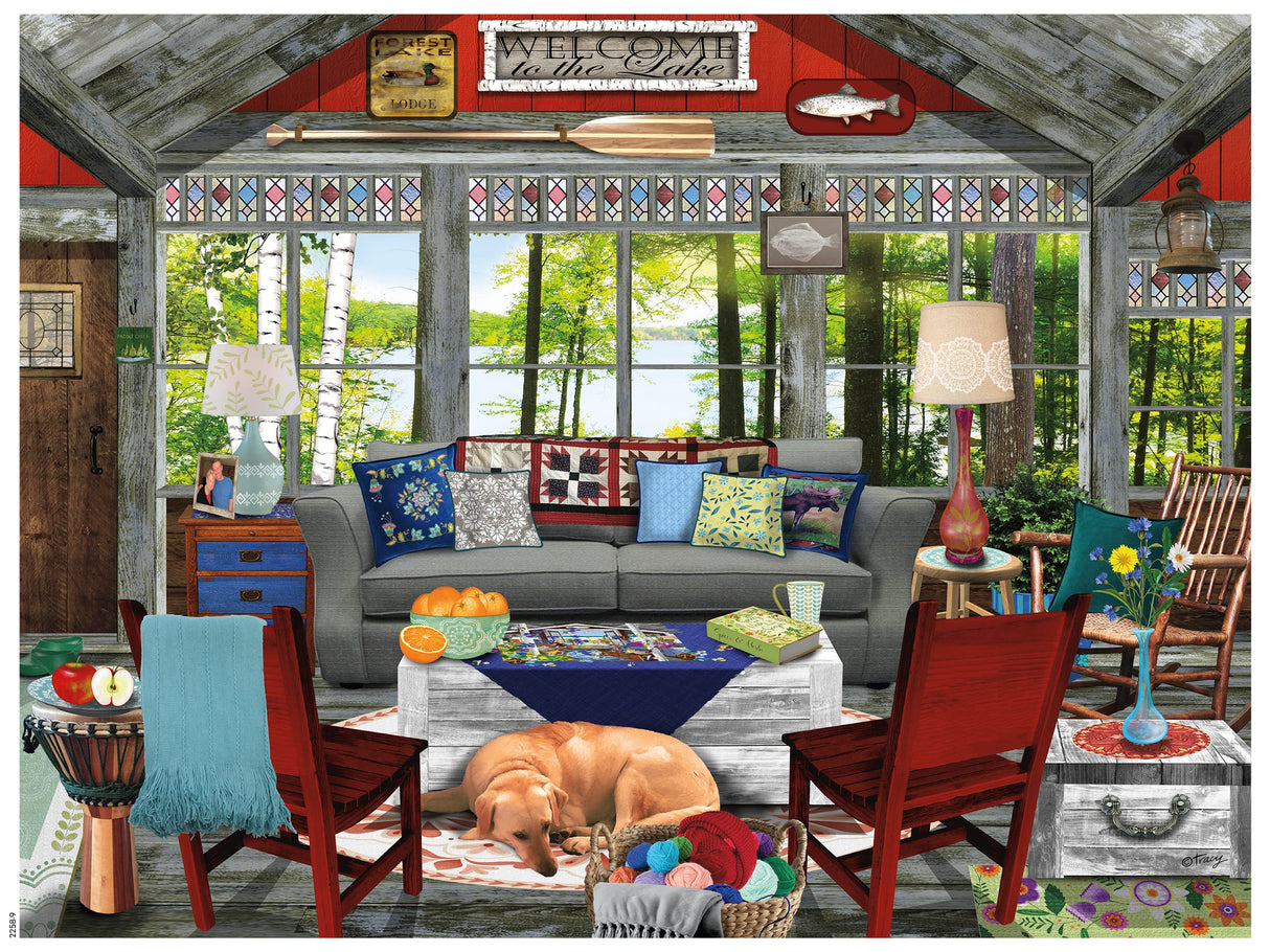 Ceaco - Tracy Flickinger - Lake Cabin - Oversized 300 Piece Jigsaw Puzzle, 24 x 18 Ceaco