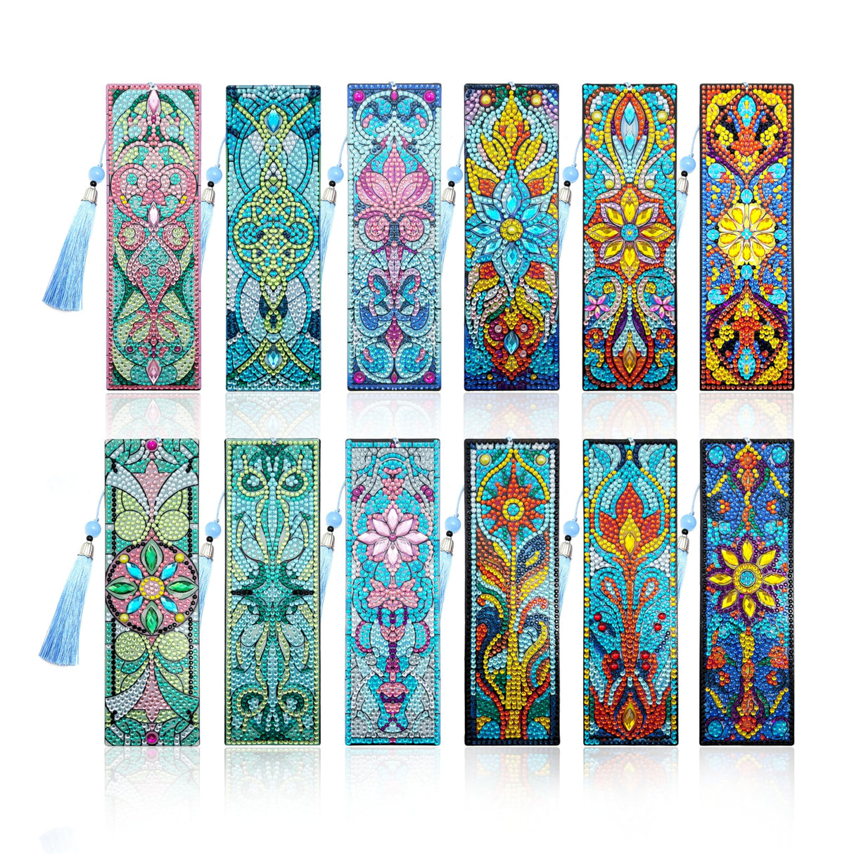 SEREDH 12 Pcs DIY Celtic Diamond Art Bookmarks Kit: 12 Unique Bible-Themed Designs, Acrylic Dotz, Rhinestone Bookmarks with Tassels SEREDH