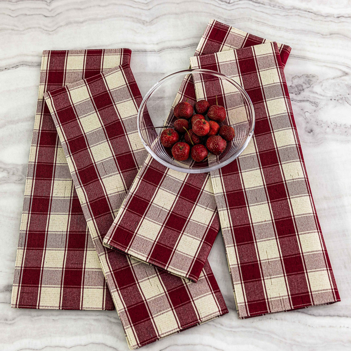 Home Brilliant Red Placemats Set of 6 Farmhouse Buffalo Plaid Table Mats Heat Resistant Dining Dinner Place Mats for Christmas Kitchen Table Dinner Mats, 13 x 19 inches, Checker, Crimson Home Brilliant